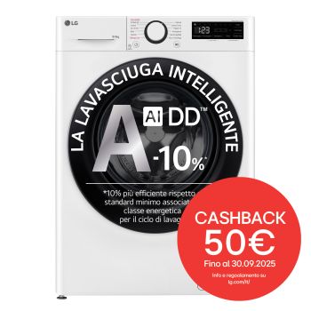 Foto frontale della lavasciuga LG D4R3009NSWB